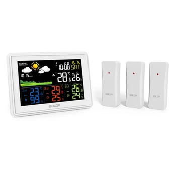 Baldr Digitalne Vremenske Postaje Barvni LCD-Doma Vlagomerom, Termometer, Barometer Radio Budilka Osvetlitev 3 Napoved Senzorji