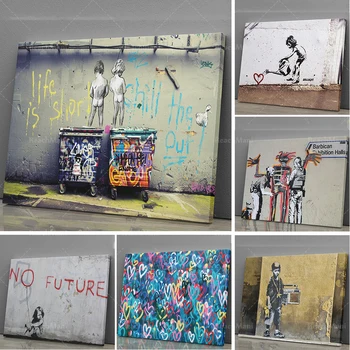Banksy Grafiti Umetnost Platno, Tisk