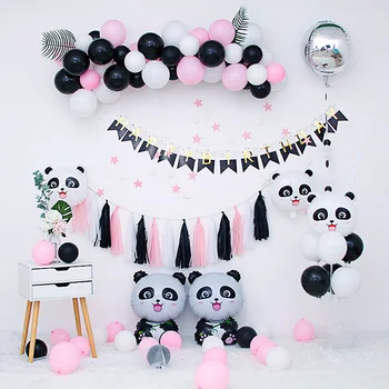 Bela Črna Panda Balon Arch Komplet Rojstni dan Dekoracijo otroci Panda Balon Garland Baby Tuš Panda Kulise
