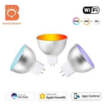 Benexmart Smart Homekit WiFi MR16 Smart LED Žarnica 12V RGBCW Zatemniti Lučka Siri Glasovni Nadzor 5W Spotlighting Barva Spreminja,