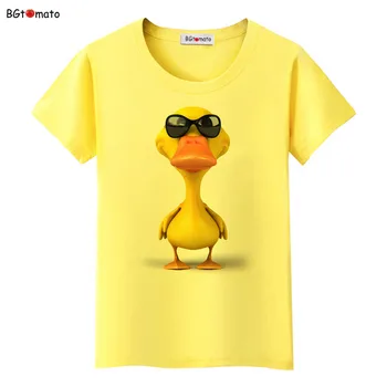 BGtomato Nov slog kul Malo rumeno raco 3D Majice s kratkimi rokavi Ženske smešno Design srčkan Živali Majice blagovne Znamke dobre kakovosti priložnostne vrhovi