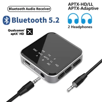 Bluetooth 5.2 Avdio Sprejemnik Oddajnik Tok Nizke Zakasnitve za Prostoročno uporabo Brezžične Stereo Glasbe Napajalnik z vgrajenim Mikrofonom