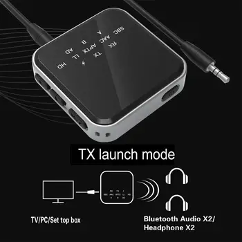 Bluetooth 5.2 Avdio Sprejemnik Oddajnik Tok Nizke Zakasnitve za Prostoročno uporabo Brezžične Stereo Glasbe Napajalnik z vgrajenim Mikrofonom 5
