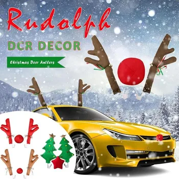 Božič Avto, Tovornjak Kostum Jelenov Rogovje Jelena & Rdeči Nos za Tovornjak SUV Dekor Božič Rudolph Elk Vozila Dekoracijo