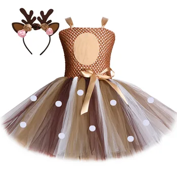 Božič Jelena Tutu Obleko Kostume za Dekleta Božično zabavo Halloween Kostumi Jelenov Til Obleko Birthday Princess Obleke