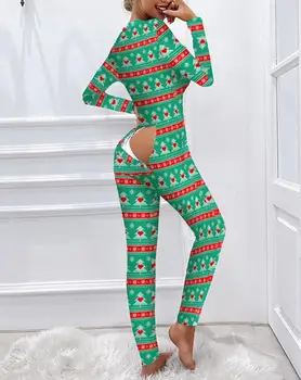 Božično Drevo Tiskanja Ženske Pižame 2022 Jeseni Mode Funkcionalne Buttoned Zavihek Priložnostne V Vratu Dolg Rokav Domov Odraslih Pižami