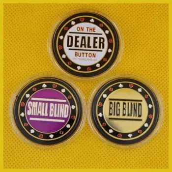 Brezplačna Dostava 6pcs/veliko,Gogo Kovinski Chip Poker Gumbi - Small Blind, Big Blind in Trgovec