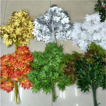 Brezplačna dostava za belo, rdečo, zeleno zlato, srebro maple leaf veje, listje, umetno svilo rastlin za dom dekor stranka dobave 0