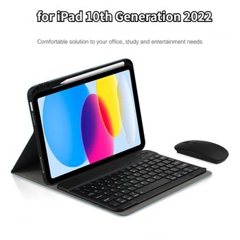 Brezžično Bluetooth Tipkovnico, Miško Ohišje za iPad 10. Generacije 2022 iPad za 10,9-Palčni 2022 s Svinčnik Imetnik Tipkovnice, Ohišje