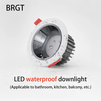 BRGT Led Nepremočljiva Downlight IP54 Reflektorji Za Kopalnico, Kuhinjo, Balkon Ogenj Luči Vgradne Stropne Svetilke AC85-265V na Prostem