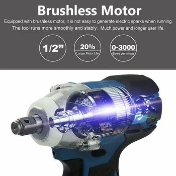 Brushless Električni Vpliv Ključa Akumulatorski Udarni Ključ Visokim Navorom Vpliv Voznik z LED Luči Združljiv Z 18V Makita 3