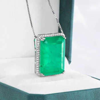 Cellacity Klasičnih 925 sterling srebrni obesek za ogrlico čar dama s smaragdno Paraiba dragih kamnov svate darilo 1