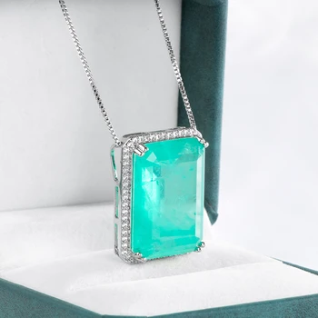 Cellacity Klasičnih 925 sterling srebrni obesek za ogrlico čar dama s smaragdno Paraiba dragih kamnov svate darilo 2