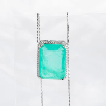 Cellacity Klasičnih 925 sterling srebrni obesek za ogrlico čar dama s smaragdno Paraiba dragih kamnov svate darilo 4