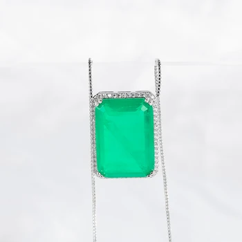 Cellacity Klasičnih 925 sterling srebrni obesek za ogrlico čar dama s smaragdno Paraiba dragih kamnov svate darilo 5
