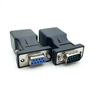 COM Vrata LAN Ethernet Vmesnik Pretvornik RS232 DB9 Ženski/Moški-RJ45 Ženski Adapter za Priključek