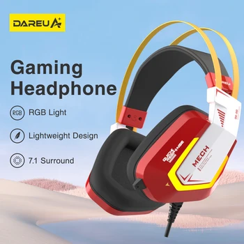 DAREU Žično Gaming Slušalke 7.1 Surround RGB Osvetlitev Slušalke Handfree Igralec Slušalke Vsesmerni MIKROFON