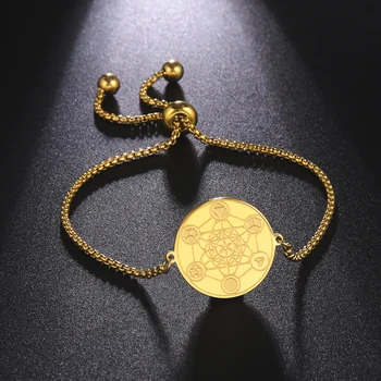 Dawapara Metatrons Kocka Kabala Kralja Salomona Pečat Kovanec Zapestnico, Darila za Ženske, Sveto Geometrijo Amulet iz Nerjavečega Jekla Nakit