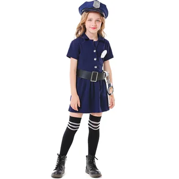 Dekle Policist Kostum Halloween Purim Carnival Party Policaj Cosplay Enotno Otrok Otrok Fancy Oblačenja