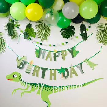 Dinozaver Stranka Dobave Happy Birthday Transparenti Papir Garland za Otroke Fant Rojstni Dekoracijo Dino Dogodek Okraski Stranka