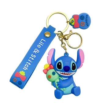 Disney Šiv Keychain Risanka Lilo & Stitch Lutka Keyring otroška Igrača Darilo Nekaj Nahrbtnik Okras Avto Ključnih Verige 5