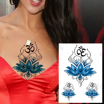 DIY Lily Cvet Začasne Tetovaže Za Ženske, Moške Henna Pero Rose Cvet Lotus Metulj Ponaredek Tatoo Klovn Nepremočljiva Velik Tattoo 2