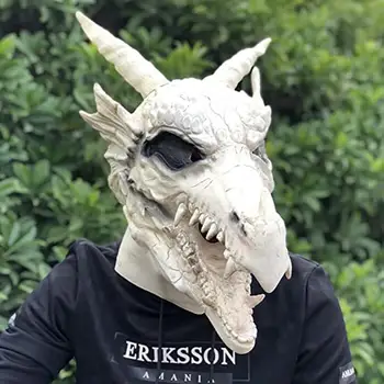 Dragon Bog Kosti Masko Premikanje Čeljusti Cosplay Rekviziti Unisex Halloween Simulacije Živalske Lobanje Model Okostje Naravnega Lateksa Maske