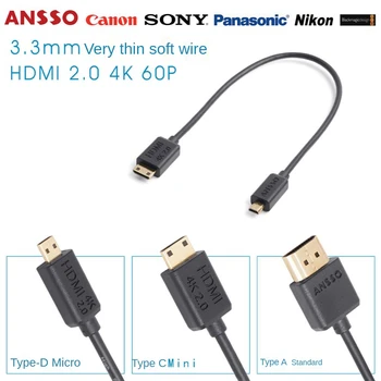 DragonWhite Ansso HDMI 2.0 4K 60P 18Gbps HDR Mini Micro HDMI DJI Eagle Eye RSC2 3.3 mm Zelo Lep Prožna Žica 20 CM 40 CM