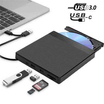 DVD Predvajalnik USB3.0&Type C Zunanji Optični Pogon DVD-Jev Predvajalnik CD-jev z Mikro USB/USB /SD/TF Kartico v Režo za PC/Desktop