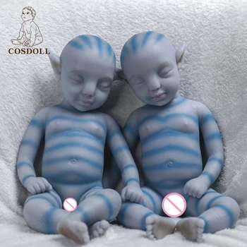 Dvojčka Avatar Celotno Telo, Silikonski Baby Doll Mehko Platinum Silikonski Lutke Otroka Ročno NewBorn Baby Otroci Lutka Igrače 18 Palčni (46 cm)
