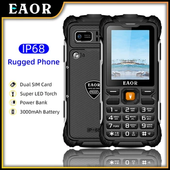 EAOR IP68 Vode/Prah-dokazilo Tipkovnica Telefonov 2G Krepak Telefon 3000mAh Velika Baterija Power Bank Funkcija Telefona Potisnite gumb za Telefon