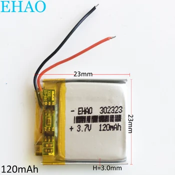 EHAO 302323 3,7 V 120mAh Litij-Polimer LiPo Baterijo za ponovno Polnjenje Za Mp3, GPS bluetooth slušalke elektronski del
