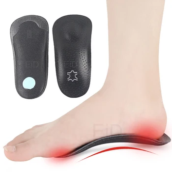 EiD 3/4 dolžine Usnje ortopedije vložek za Ravno Noge Podpora Narti ortopedski čevlji edini Vložki za stopala moški in ženske za nego stopal 1