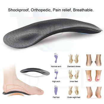 EiD 3/4 dolžine Usnje ortopedije vložek za Ravno Noge Podpora Narti ortopedski čevlji edini Vložki za stopala moški in ženske za nego stopal 3