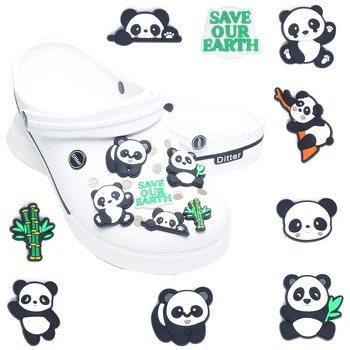 Enotni Prodaje 1pcs Kawaii Panda PVC Čevelj Čare Pribor za Čevlje Okraski, Zaponke za Čevlje Primerna Oprema Razreda Zapestnice CrocJIBZ
