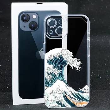 Estetski Oceanskih Valov Vzorec Mehko TPU Telefon Kritje velja za iPhone 11 12 13 Pro Max Surf Coque XS XR 8 Plus SE3 2022 Fundas Par 5