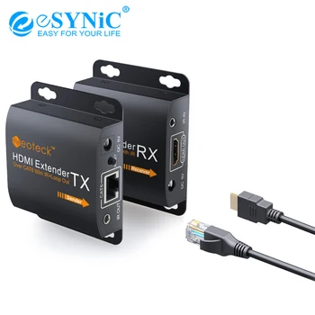 eSYNiC HDMI Podaljšek Z 2 Vrati HDMI Splitter Podporo 1080p CAT6/CAT7 Podaljša 60m RJ45 Oddajnik TX/RX Z IR Daljinski Kabel