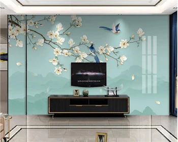 Evropski zidana ozadje 3D Magnolija ptica TV ozadju wallLiving prostor kavč spalnica dekoracijo zidana 3d ozadje