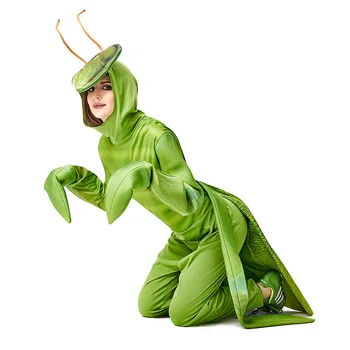 Fantasia Purim Halloween Kostumi Unisex Moški Ženske Molitev Bogomolke Kostum Zelena Insektov Uspešnosti Obleko