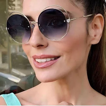 FEISHINI Gradient Trendovska sončna Očala Ženske 2020 Luksuzne blagovne Znamke Oblikovalec Metulj Moda Okrogla sončna Očala Za Ženske Letnik