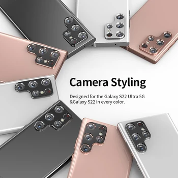 Fotoaparat Kovinski Obroč Za Samsung Galaxy S22 Ultra Plus S22+ Objektiv Varstvo Primeru Zaslon Patron, Srebrna, Roza, Zelena 3