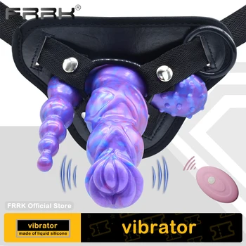 FRRK Brezžični Nadzor Noge Vibrator z Strapon Izkoristimo za Nekaj Seks Igro Igranje Butt Plug Pokončna Zanikanje, Čistost Krletka