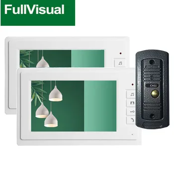 Fullvisual Doma Interkom Sistem Žično Video Vrata Telefon Zvonec s Kamero IR Led 7 Palčni Monitor +Prostem Plošča 1200TVL Odklepanje 1