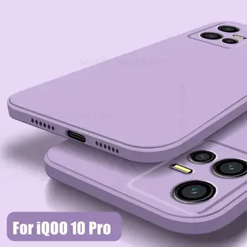 Fundas Za VIVO IQOO 10 Pro Tekoče Silikona Kvadratnih Primeru Telefon Za iQOO 10 9 Pro Ultra Slim Candy Barve Pokrov Za iqoo 10 9 Coque