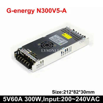 G-energija N300V5-Slim 5V 60A 300W LED Zaslon Napajanje 200--240 Vhodna Napetost
