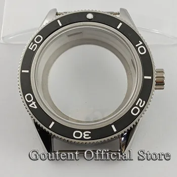 Goutent 41mm Srebro Watch Primeru, Safir steklokeramično Ploščo Vijak Krono Fit NH35 NH36 ETA2824 PT5000 Galeb ST2130 gibanja