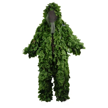 Gozd Vojaško Maskirno Ghillie Obleke Dihanje Očesa+Zeleni Listi Ostrostrelec Oblačila za Gozd Lov Ostrostrelec Ghillie Obleke
