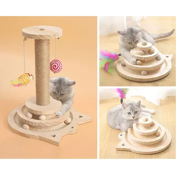 Gramofon Mačka Lesene Igrače Stolp Skladbe Interaktivna Igrača Za Kitty Pet Smart Ball, Zibanje, Igrače Za Mačke Darilo Inteligence Zabaviščni