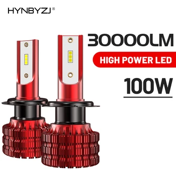 H7 LED Smerniki 30000LM CSP Čip LED H1 9005 9006 100W 6500K Bele Žarnice Turbo Luči za Meglo 12V