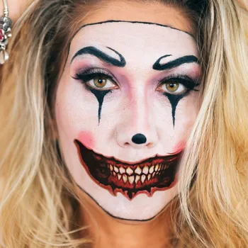 Halloween Začasni Tattoo Nalepke Grozo Klovn Usta Nalepke Obraza Ličila Stitched Poškodbe Obraza, Dan Mrtvih Lobanje 2